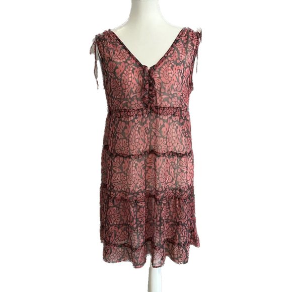 2 For $25 - AE American Eagle Sheer Print Dress Beach Coverup - Size 8 - Picture 4 of 14